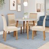 Mesa de Jantar 4 Lugares Dani Juliana com Vidro Madeira/Off White/Nude - Cimol