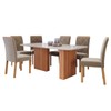 Mesa de Jantar 6 Lugares Ester Fernanda com Vidro Ripado Cinamomo/Off White/Joli - Cimol
