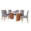 Mesa de Jantar 6 Lugares Ester Juliana com Vidro Ripado Cinamomo/Off White/Grafite - Cimol