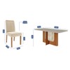 Mesa de Jantar 6 Lugares Louise Clarice com Vidro Cinamomo/Off White/Nude - Cimol