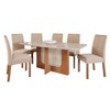 Mesa de Jantar 6 Lugares Louise Clarice com Vidro Cinamomo/Off White/Nude - Cimol