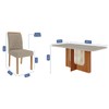 Mesa de Jantar 6 Lugares Louise Juliana com Vidro Cinamomo/Off White/Bege - Cimol