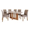 Mesa de Jantar 6 Lugares Louise Juliana com Vidro Cinamomo/Off White/Bege - Cimol