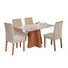 Mesa de Jantar 4 Lugares Maitê Clarice com Vidro Cinamomo/Off White/Nude - Cimol