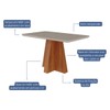 Mesa de Jantar 4 Lugares Maitê Clarice com Vidro Cinamomo/Off White/Nude - Cimol