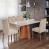 Mesa de Jantar 4 Lugares Maitê Clarice com Vidro Cinamomo/Off White/Nude - Cimol