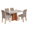 Mesa de Jantar 4 Lugares Maitê Juliana com Vidro Cinamomo/Off White/Bege - Cimol