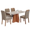 Mesa de Jantar 4 Lugares Maitê Paola com Vidro Cinamomo/Off White/Joli - Cimol
