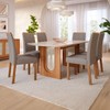 Mesa de Jantar 6 Lugares Valentina Clarice com Vidro Cinamomo/Off White/Grafite - Cimol