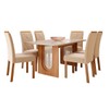 Mesa de Jantar 6 Lugares Valentina Fernanda com Vidro Cinamomo/Off White/Nude - Cimol