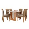 Mesa de Jantar 6 Lugares Valentina Juliana com Vidro Cinamomo/Off White/Joli - Cimol