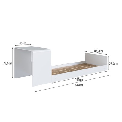 Cama Solterio Infanto Juvenil com Escrivaninha de Estudo Branco - Completa Móveis