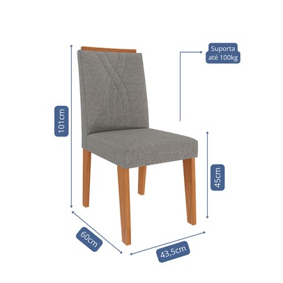 Cadeiras Kit 2 Cadeiras Nicole 9582 Cinamomo/Grafite - Cimol