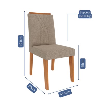 Cadeiras Kit 2 Cadeiras Nicole 9582 Cinamomo/Bege - Cimol