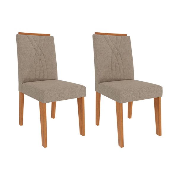 Cadeiras Kit 2 Cadeiras Nicole 9582 Cinamomo/Bege - Cimol