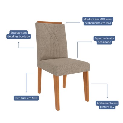 Cadeiras Kit 2 Cadeiras Nicole 9582 Cinamomo/Bege - Cimol
