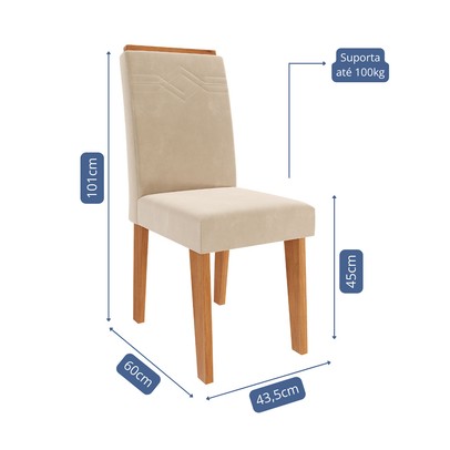 Cadeiras Kit 2 Cadeiras Tais Cinamomo/Nude - Cimol