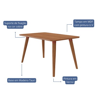 Mesa de Madeira Adele 130 Cm Madeira/Cinamomo- Cimol
