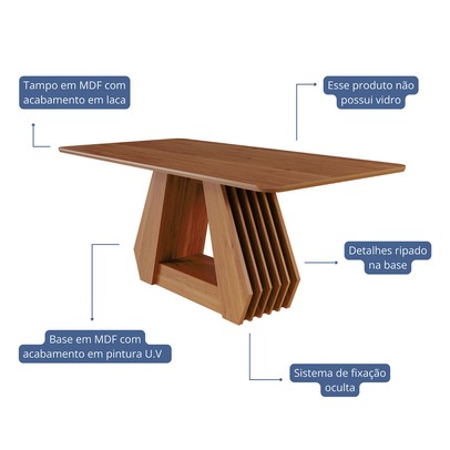Mesa de Madeira ágata 180 Cm Cinamomo - Cimol