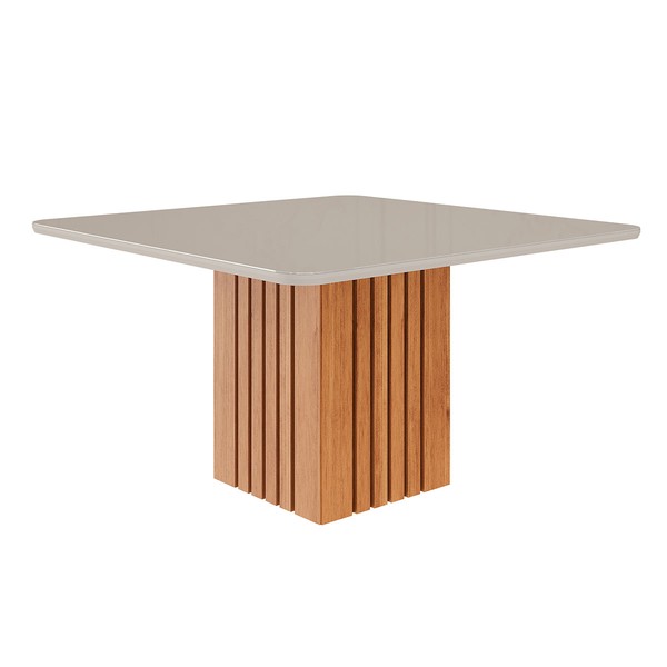 Mesa de Madeira Ana 130 Cm com Vidro Cinamomo/Off White - Cimol