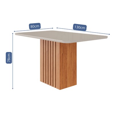 Mesa de Madeira Ana 130 Cm com Vidro 10833 Cinamomo/Off White - Cimol