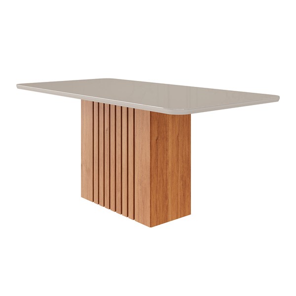 Mesa de Madeira Ana 180 Cm com Vidro Cinamomo/Off White - Cimol