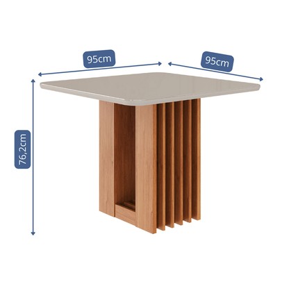 Mesa de Madeira Ariela 95 Cm com Vidro Cinamomo/Off White - Cimol