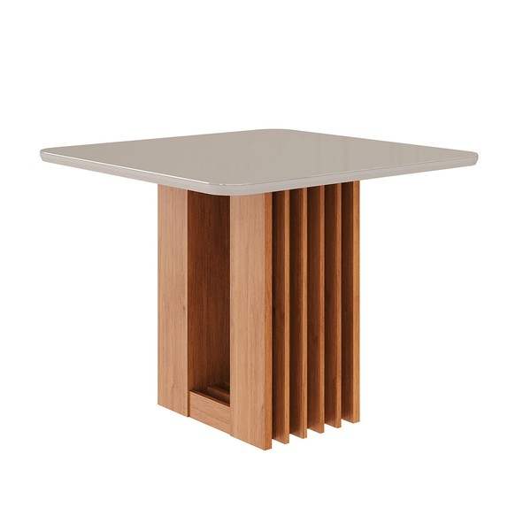 Mesa de Madeira Ariela 95 Cm com Vidro Cinamomo/Off White - Cimol