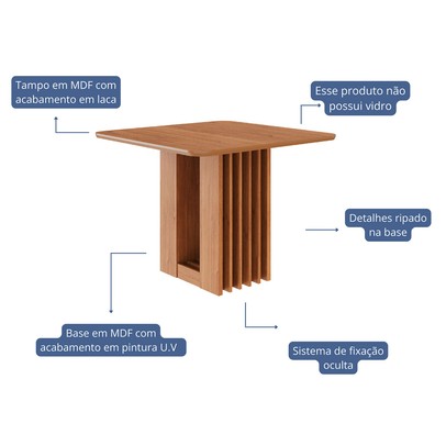 Mesa de Madeira Ariela 95 Cm Cinamomo - Cimol