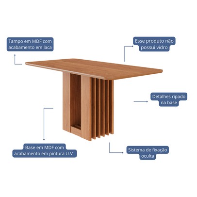 Mesa de Madeira Ariela 160 Cm Cinamomo - Cimol