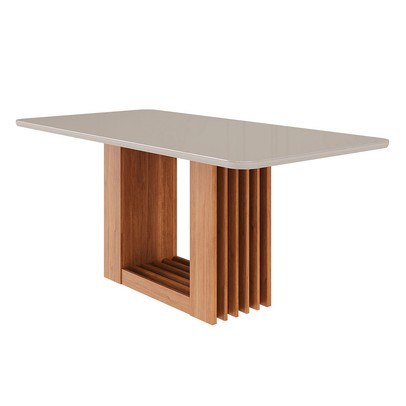 Mesa de Madeira Ariela 180 Cm com Vidro Cinamomo/Off White - Cimol