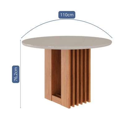 Mesa de Madeira Ariela 110 Cm com Vidro Cinamomo/Off White - Cimol