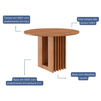 Mesa de Madeira Ariela 110 Cm Cinamomo - Cimol
