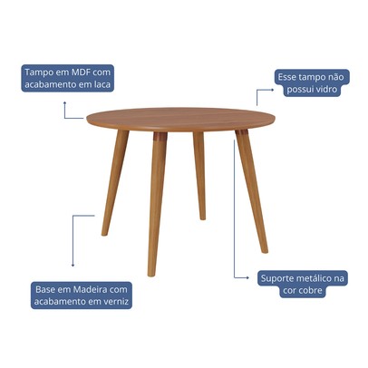Mesa de Madeira Dani 110 Cm Madeira/Cinamomo- Cimol