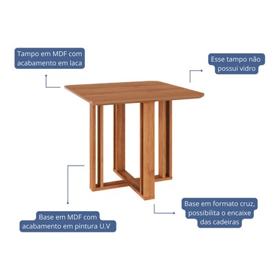 Mesa de Madeira Flora 95 Cm Cinamomo - Cimol