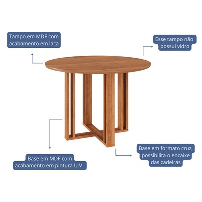 Mesa de Madeira Flora 110 Cm Cinamomo - Cimol