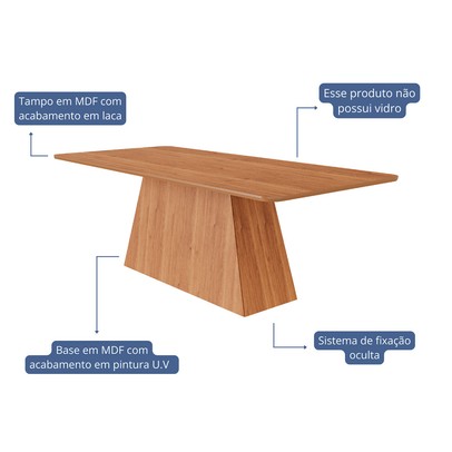 Mesa de Madeira Helena 210 Cm Cinamomo - Cimol