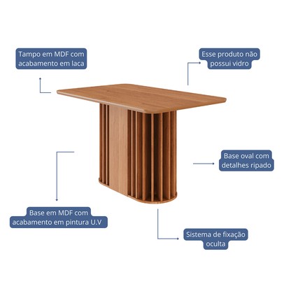 Mesa de Madeira Julieta 130 Cm Cinamomo - Cimol