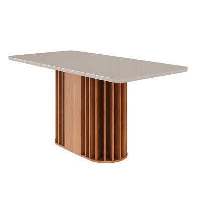 Mesa de Madeira Julieta 160 Cm com Vidro Cinamomo/Off White - Cimol