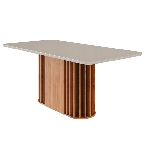 Mesa de Madeira Julieta 180 Cm com Vidro Cinamomo/Off White - Cimol