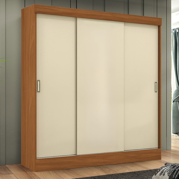 Guarda-Roupa Solteiro San Marino 3 Portas 2 Gavetas Cinamomo/Off White - Maxel