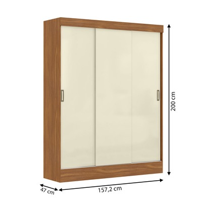 Guarda-Roupa Solteiro San Marino 3 Portas 2 Gavetas Cinamomo/Off White - Maxel