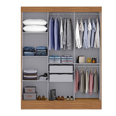 Guarda-Roupa Solteiro San Marino 3 Portas 2 Gavetas Cinamomo/Off White - Maxel