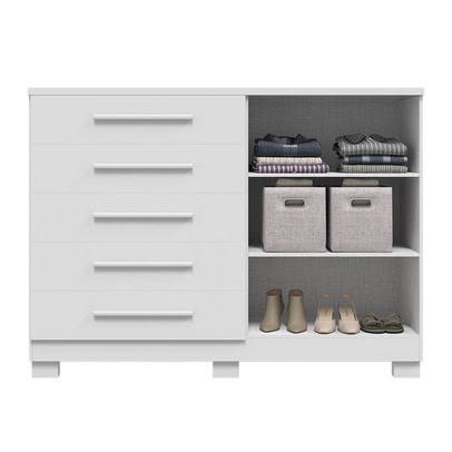 Cômoda Bella 2 Portas 5 Gavetas 100% Mdf Ripado Branco - Acp Móveis