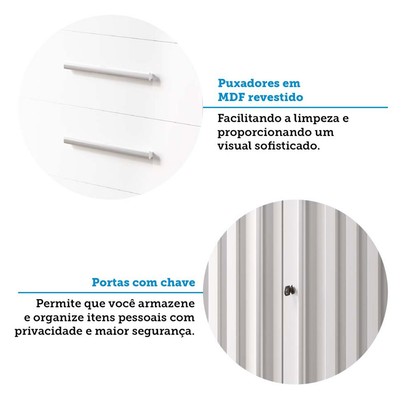 Cômoda Bella 2 Portas 5 Gavetas 100% Mdf Ripado Branco - Acp Móveis