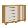 Cômoda Bella 2 Portas 5 Gavetas 100% Mdf Ripado Cinamomo/Off White - Acp Móveis