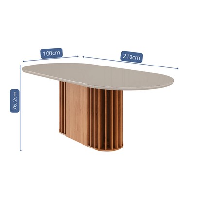 Mesa de Madeira Julieta 210 Cm com Vidro Cinamomo/Off White - Cimol