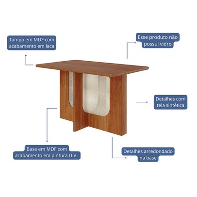 Mesa de Madeira Louise 130 Cm Cinamomo - Cimol