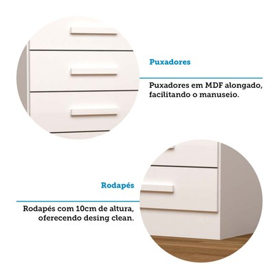 Cômoda Gaveteiro Jéssica 4 Gavetas 100% Mdf Branco -  Acp Móveis