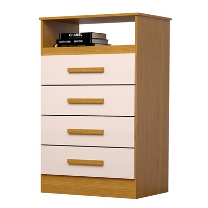 Cômoda Gaveteiro Jéssica 4 Gavetas 100% Mdf Flex Cinamomo/Off White -  Acp Móveis